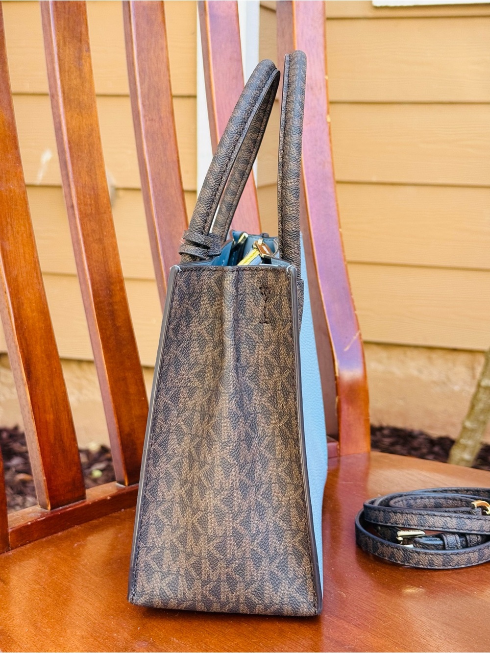 Michael Kors Mercer Pebbled Leather Satchel Crossbody Bag - Picture 8 of 14